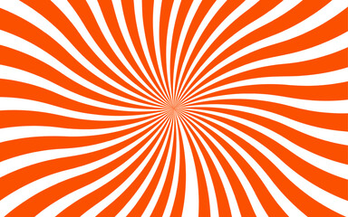 Poster - Abstract vivid radial optical illusion design with alternating red and white curved stripes. Swirling, energetic sunburst pattern with hypnotic or psychedelic atmosphere. motion waves center twist 