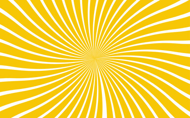Poster - Abstract vivid radial optical illusion design with alternating yellow and white curved stripes. Swirling, energetic sunburst pattern with hypnotic or psychedelic atmosphere. motion waves center twist 