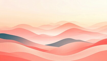 Poster - Dynamic abstract landscape of soft pink and coral waves digital art serene environment aerial view modern concept