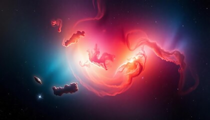 Wall Mural - vibrant nebula, distant galaxies, cosmic dust, starlight, photograph, celestial