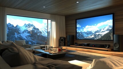 Aufkleber - Modern mountain view home theater