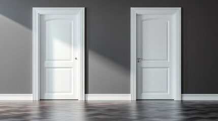 Poster - Two white doors on dark gray walls