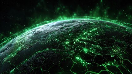 Fototapete - Global graphic art futuristic dynamic visualizations of digital earth technology