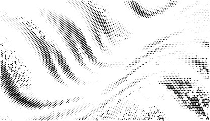 Wall Mural - Abstract wave halftone pattern. Black and white vector illustration	