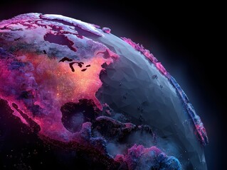 Leinwandbilder - Futuristic cosmic landscape earth in vibrant colors - aerial digital universe art