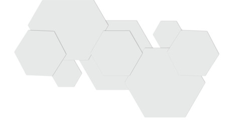 Poster - Light gray hexagon  3d effect pattern with shadow seamless texture background.  Use for book, poster, flyer, website vector illustration.