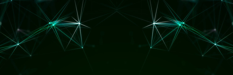 Leinwandbilder - Polygonal background with dots and lines. Network connection structure. Science and technology. 3d