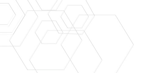 Poster - Light whit out line hexagon  3d effect pattern with shadow seamless texture background. Used for cover design, book design, website background, advertising. Vector illustration.  