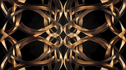 Poster - A beautiful pattern of golden lines on a black background