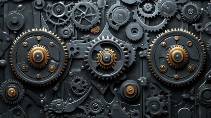 Poster - Intricate Gear Mechanism: A Symphony of Metal and Precision