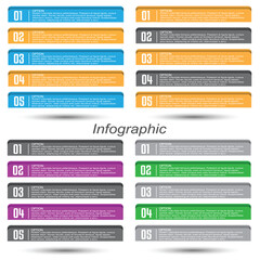 Leinwandbilder - Collection infographics with steps and options, banner  for  business design and website template.