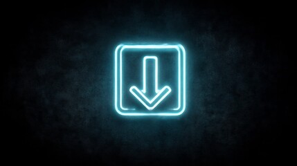 Poster - Illuminated download symbol against a dark textured background, conveying digital transfer