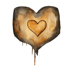 Poster - Earthy Love Echoes A Heartfelt Wooden Illustration with Texture on a Clear Field