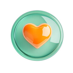 Poster - Radiant tangerine heart encased in a shimmering minty green emblem, symbolizing affection
