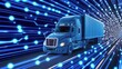 © aun - Futuristic Truck in Motion with Digital Speed Lines Background