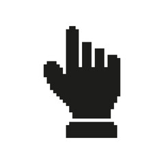 Fototapete - Pixelated Hand Cursor Icon. Digital Navigation And User Interface Interaction Symbol. Retro Style Pointer For Web Design And Online Browsing. Isolated Vector Illustration