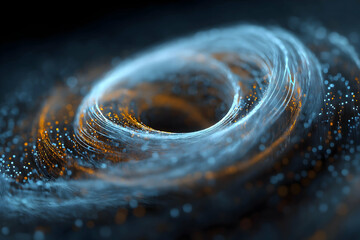 Leinwandbilder - Abstract swirling vortex of glowing blue and orange particles, creating a dynamic sense of motion and energy in a dark space.