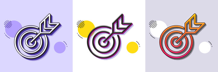 Poster - target line icon. halftone dotted pattern. gradient icon with grain shadow. marketing targeting stra