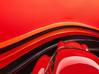 Poster - Abstract Composition of Swirling Red Tones with Bold Curvilinear Lines
