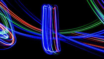 Poster -  Artistic Representation of Blurred Light Waves in I Shape