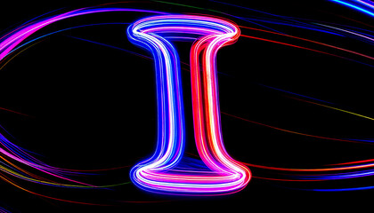 Poster - Illuminated Blurred Light Waves Forming Letter I