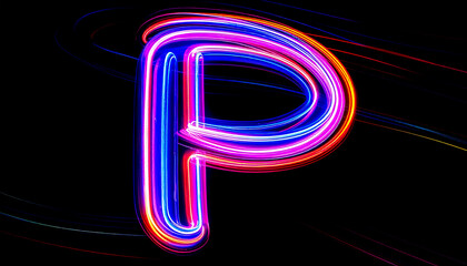 Poster - Bright and Colorful Blurred Light Waves Forming P