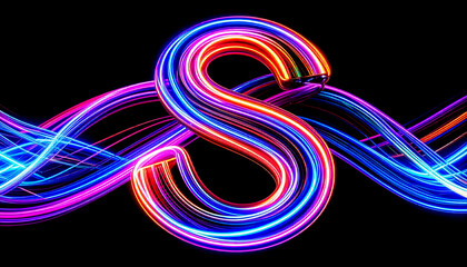 Poster - Blurred Light Waves Forming Stylized S Letters on Black Background
