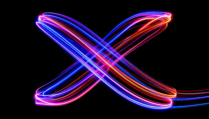 Poster - Blurred Light Waves Forming Vibrant X Letters on Black Background