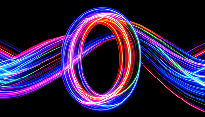 Poster - Dynamic Blurred Light Waves Forming Abstract Letters