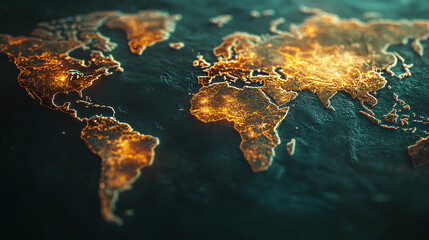 Poster - abstract world map concept of global network and connectivity international data transfer and cyber 