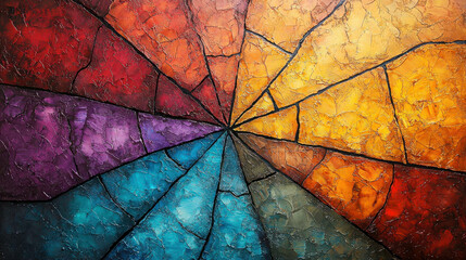 Poster - Vibrant Abstract Art with Colorful Sections and Textured Surface for Creative Inspiration