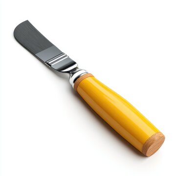 3D Render of Yellow-Handled Putty Knife Isolated on White
