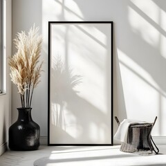 Poster - Modern interior scene with empty framed print.