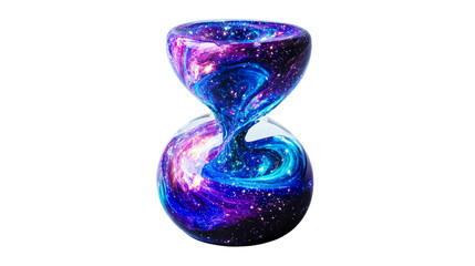 Wall Mural - hourglass filled with galaxy nebula, flowing universe, cut out transparent