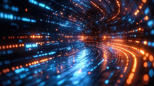 Abstract Digital Tunnel: A Journey Through Cyberspace