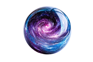 Wall Mural - glass sphere with spiral galaxy inside, cosmic glow effect, cut out transparent
