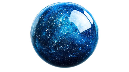 Wall Mural - glimmering blue sphere, sparkling starry texture, celestial body, cut out transparent