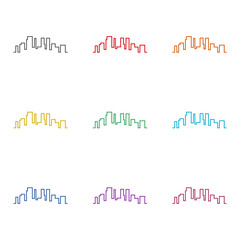 Aufkleber - City buildings thin line icon isolated on white background. Set icons colorful