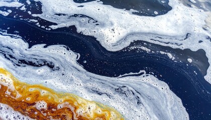Poster - Abstract view of swirling water featuring foam, bubbles, and rich colors creating a captivating natural composition