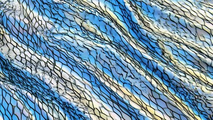 Leinwandbilder - Colorful abstract texture with flowing lines creating a dynamic, fluid visual effect in shades of blue and yellow