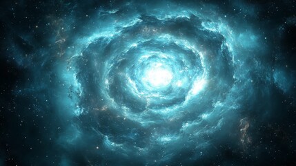 Wall Mural - abstract swirling teal galaxy with luminous center a captivating celestial background image
