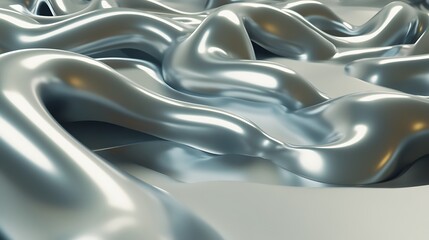 Sleek Silver Undulating Surface with Light Reflections for Modern Designs