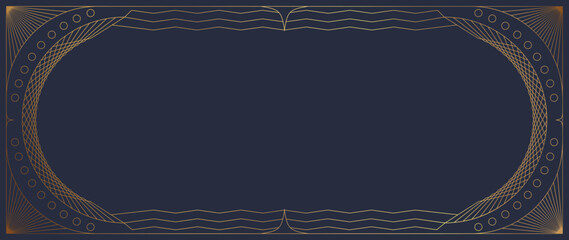 Wall Mural - luxury art deco gold frame background vector. abstract geometry frame and art deco pattern backgroun