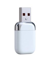Poster - Modern White USB Flash Drive with Silver Accents Studio Shot Data Storage Device isolated on transparent background