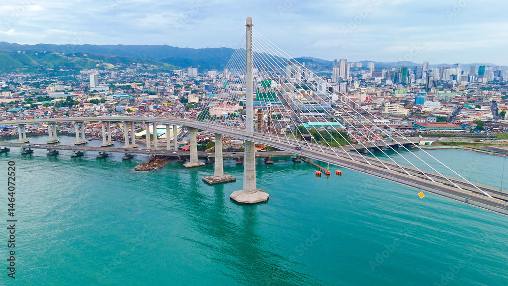 Cebu Cordova Link Expressway and Downtown Cebu. Aerial View of the ...