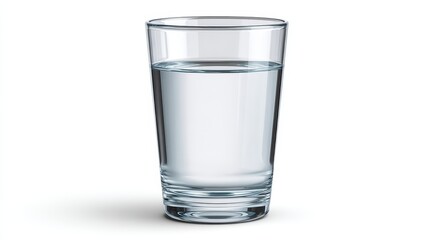 Wall Mural - Crystalclear refreshment, a glass of pure water on pristine white background for minimalist aesthetic