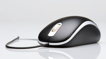 Poster - Ergonomic computer mouse, a detailed closeup of modern design in black and white