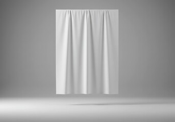 Poster - White cloth hanging with folds in a gray room casting a shadow on the floor