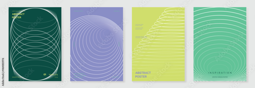 Abstract line wave poster background vector set. Cover template with ...