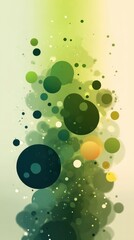 Poster - vibrant overlapping circles in green, yellow, orange sizes generating geometric abstract pattern aga